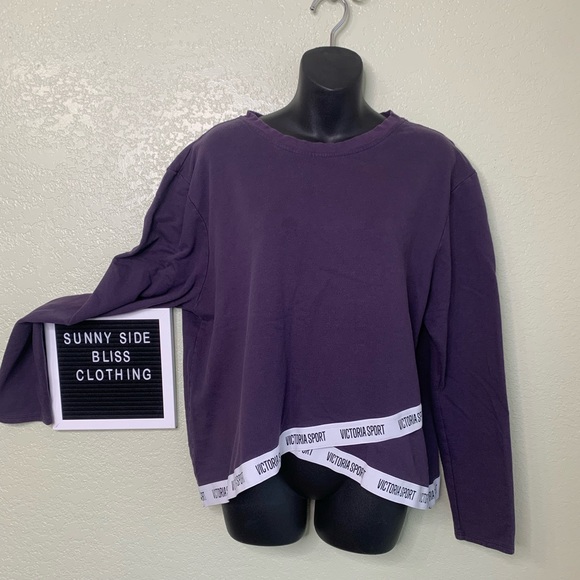 Victoria's Secret Sweaters - Victoria Secret Sport Long Sleeve Purple Sweater With White Criss Cross Band